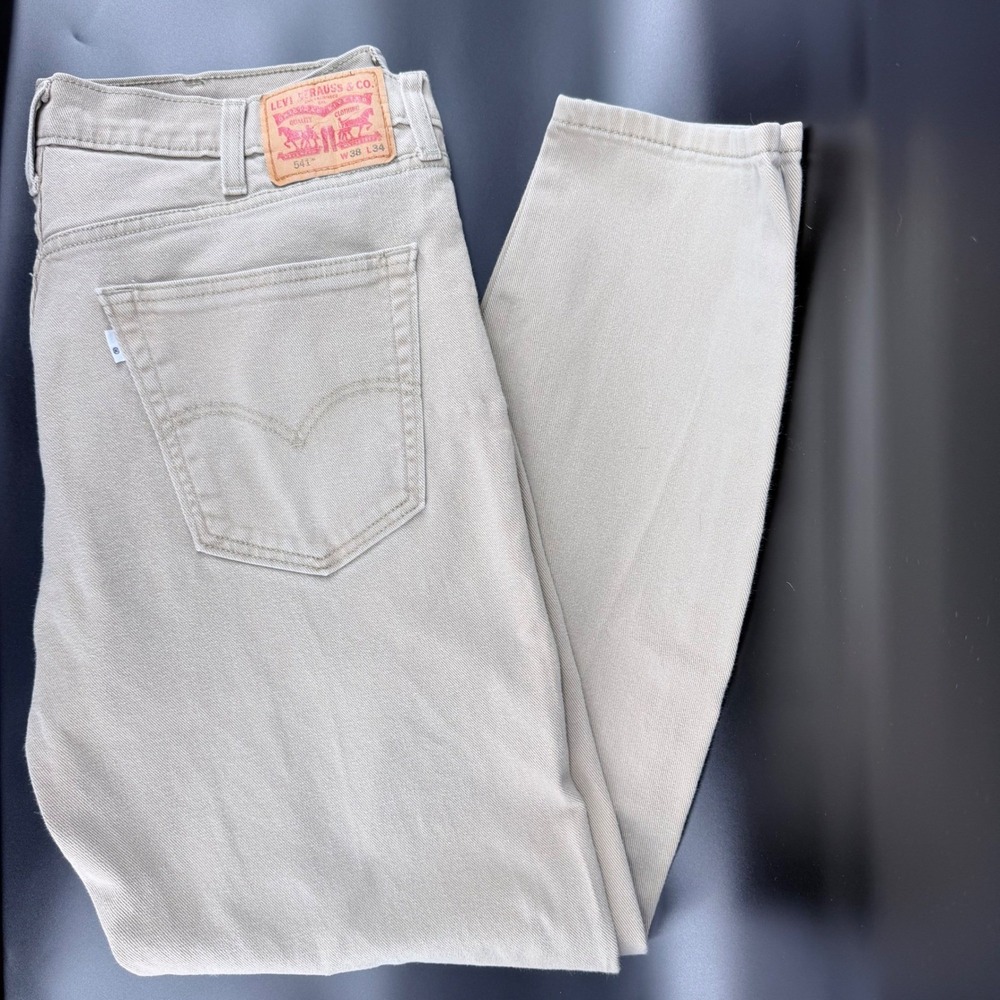 Levi's 541 Athletic Taper Jeans Mens 38x34 Tan Khaki Stretch Denim Pants Lyocell